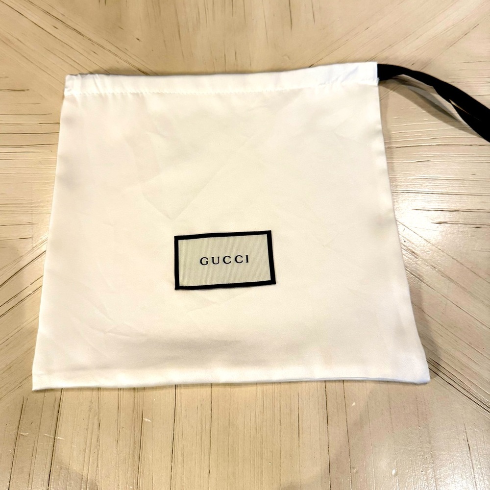 Gucci Dust Bag 9.5” x 9.5” Ivory with Black Drawstring